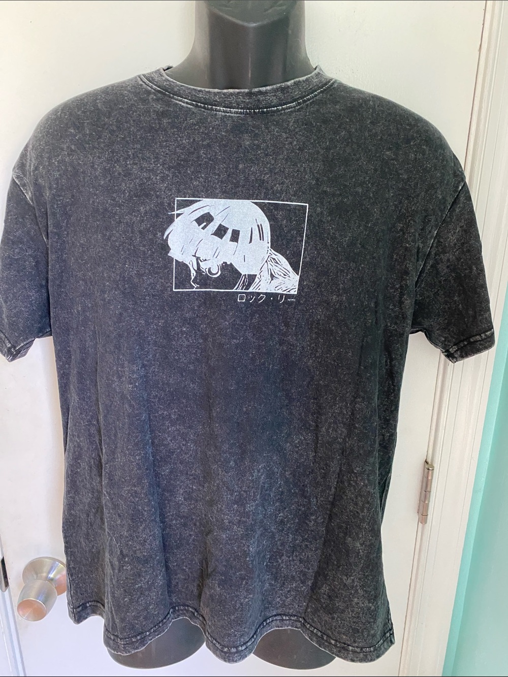Digiprint Apparel black washed graphic Anime tee